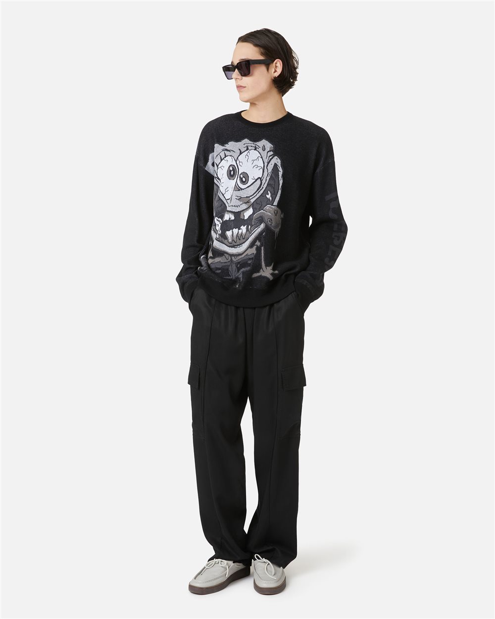 Cotton jacquard crewneck sweater with Bear motif - Iceberg - Official Website