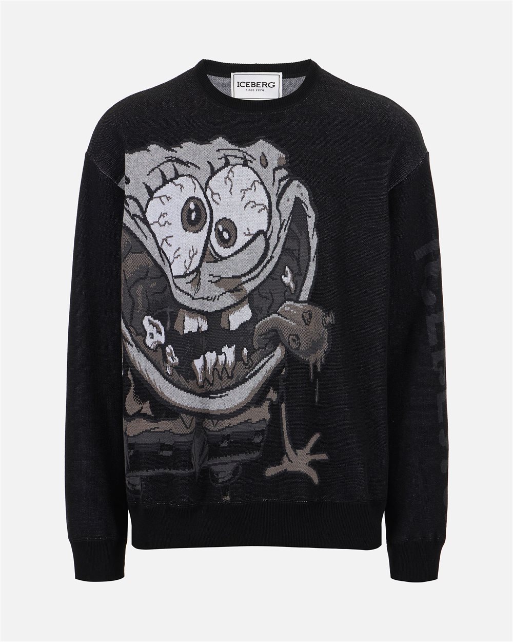 Cotton jacquard crewneck sweater with Bear motif - Iceberg - Official Website