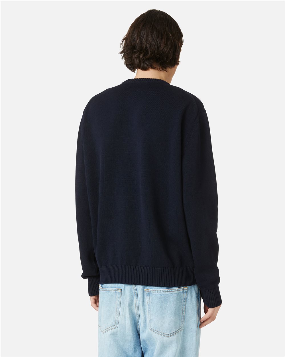 Cotton crewneck sweater with cartoon and jacquard inlays - Iceberg - Official Website