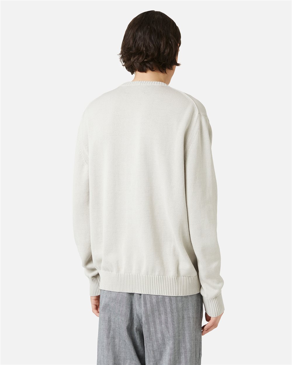 Maglia color ghiaccio girocollo in cotone con intarsi cartoon e jacquard - Iceberg - Official Website