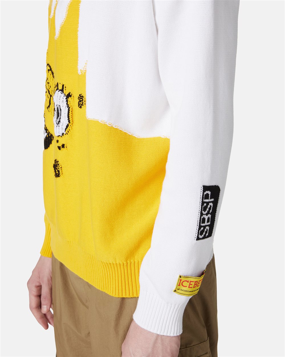 Multicolor cotton crewneck sweater with Spongebob inlay - Iceberg - Official Website