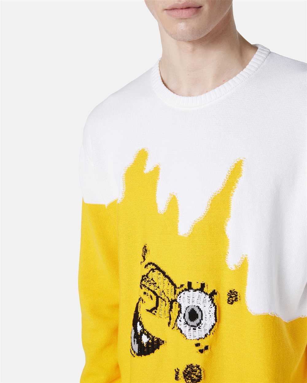 Multicolor cotton crewneck sweater with Spongebob inlay - Iceberg - Official Website