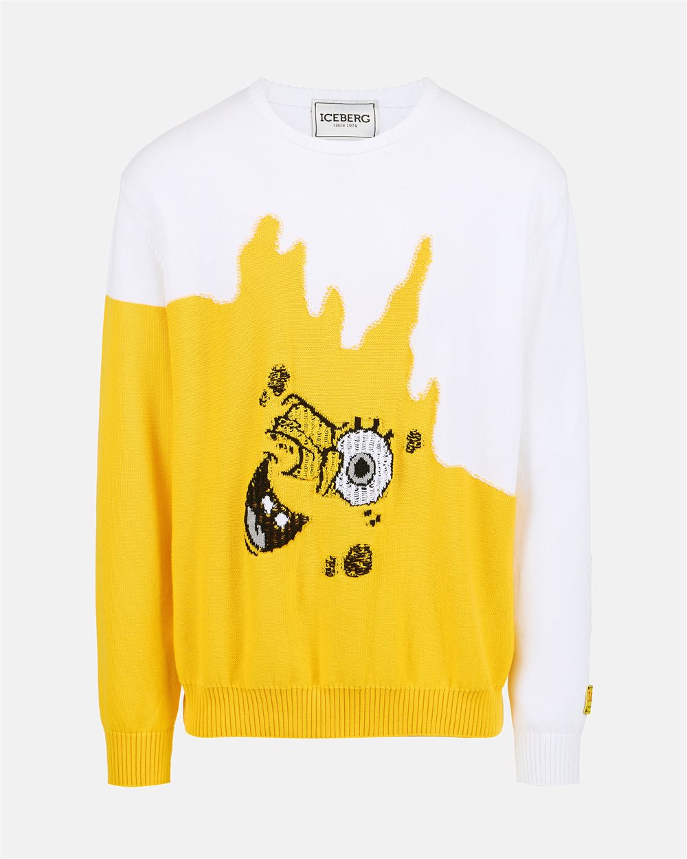 Multicolor cotton crewneck sweater with Spongebob inlay - Iceberg - Official Website