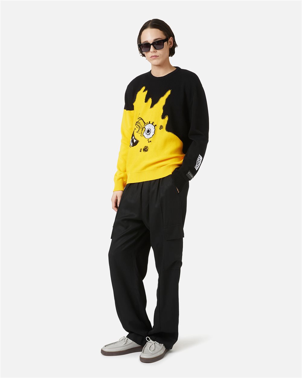 Maglia girocollo a fantasia in cotone con intarsio Spongebob - Iceberg - Official Website