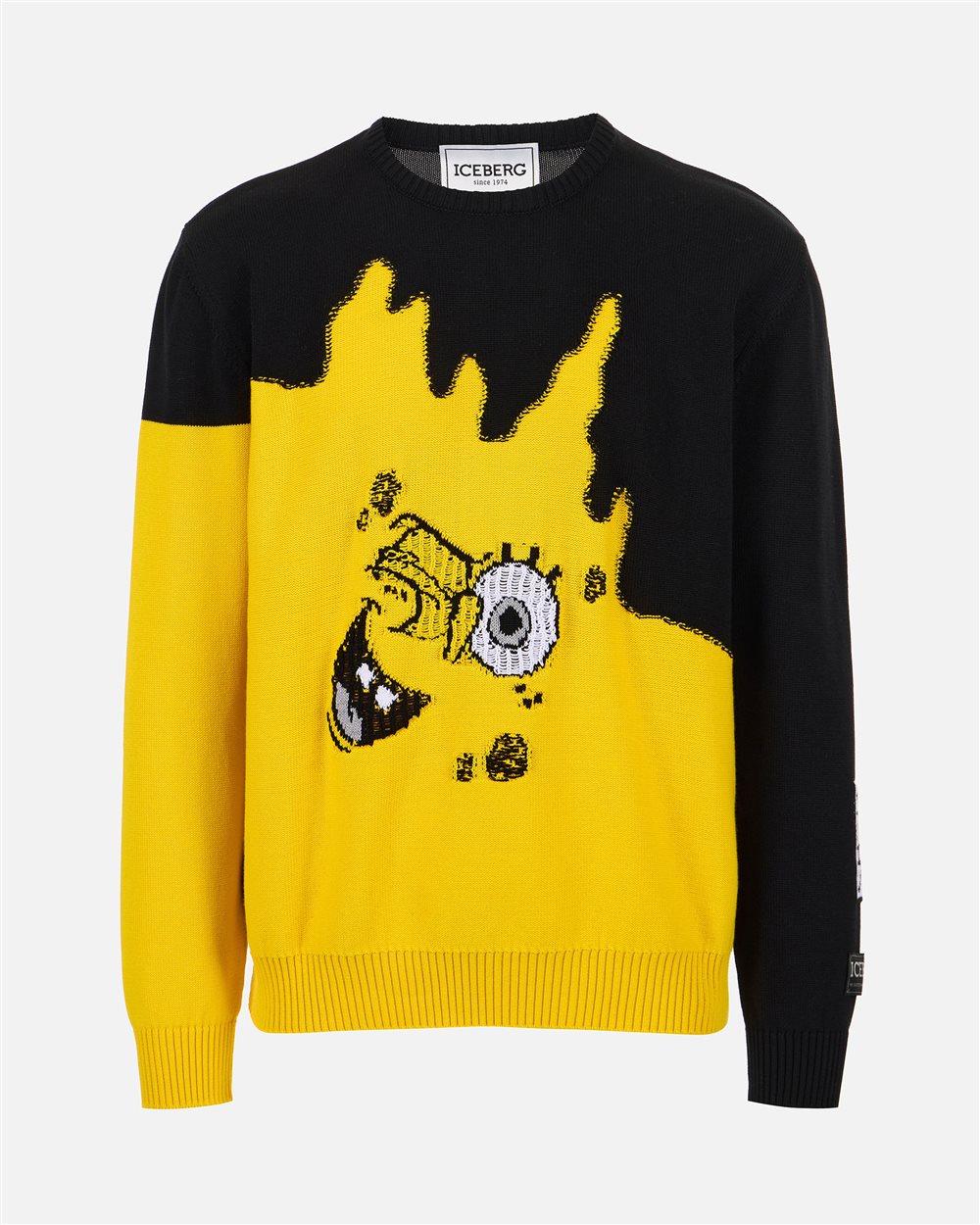 Maglia girocollo a fantasia in cotone con intarsio Spongebob - Iceberg - Official Website