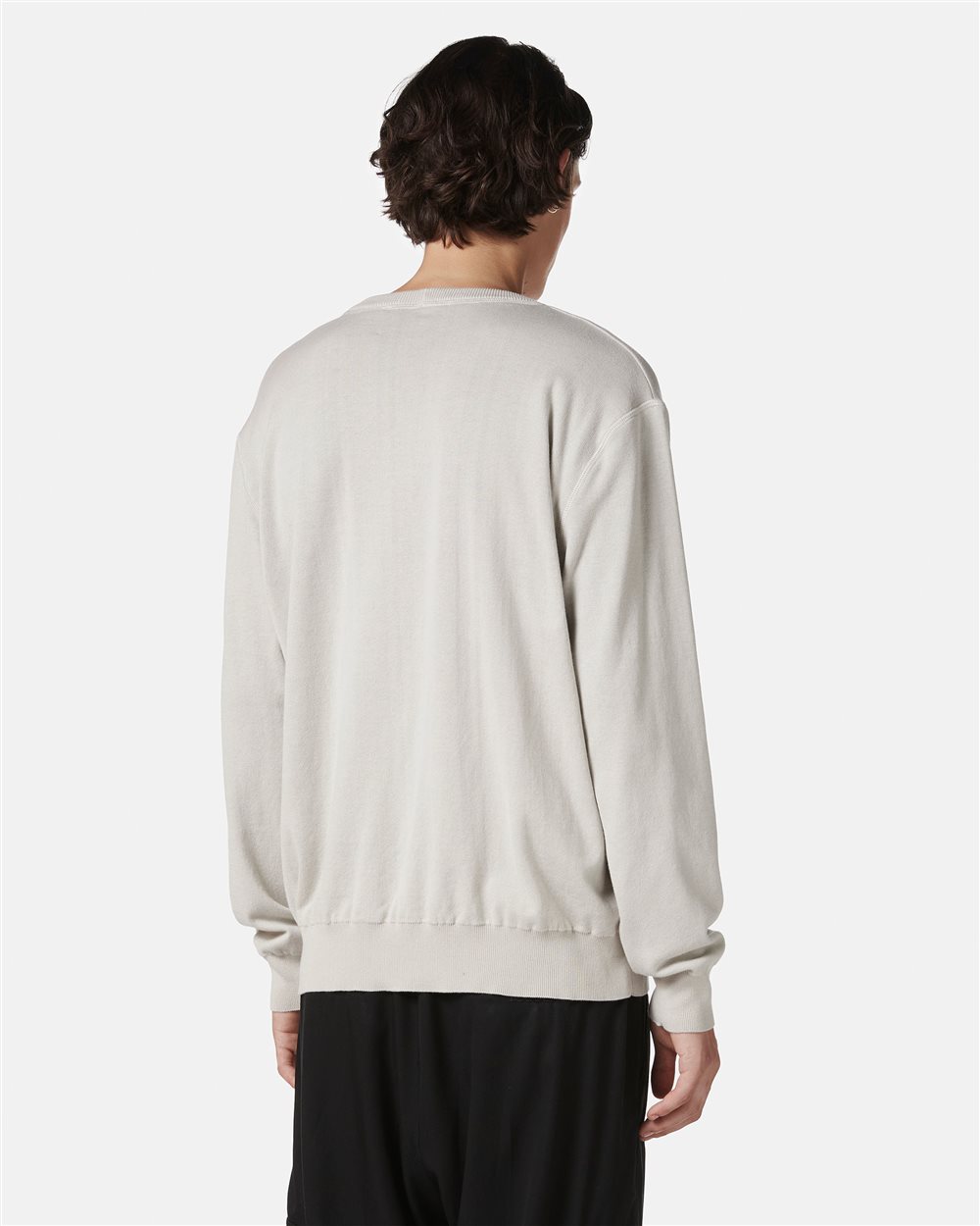 Ice colored crewneck sweater in double jacquard cotton with graphics - Iceberg - Official Website