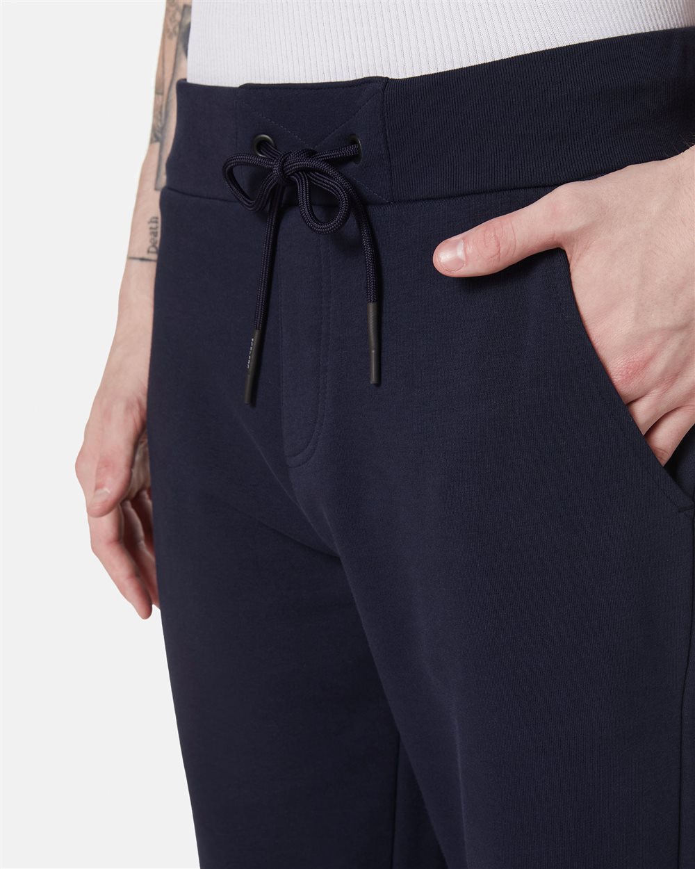 Blue sweatpants in sustainable cotton with embroidered patch - Iceberg - Official Website