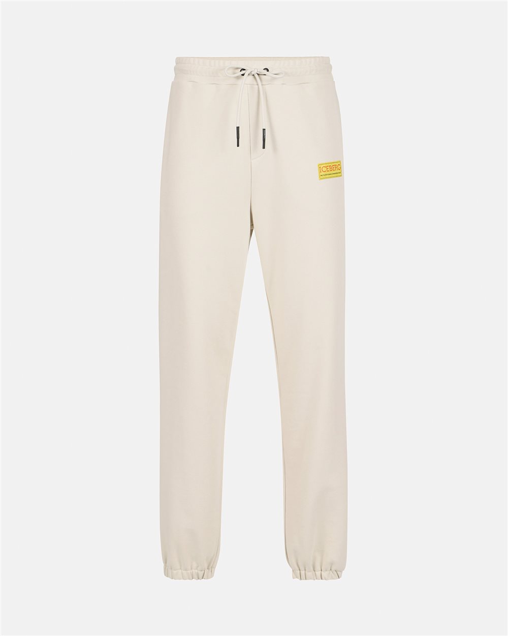 Iceberg logo cotton fleece trousers in dusty white - Iceberg - Official Website