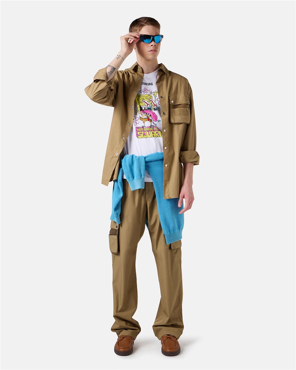 Mud-colored cargo fit trousers - Iceberg - Official Website