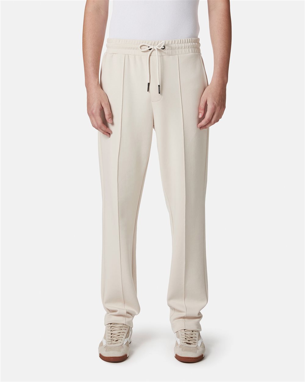 Dusty white trousers in scuba-effect fleece with Iceberg logo patch - Iceberg - Official Website