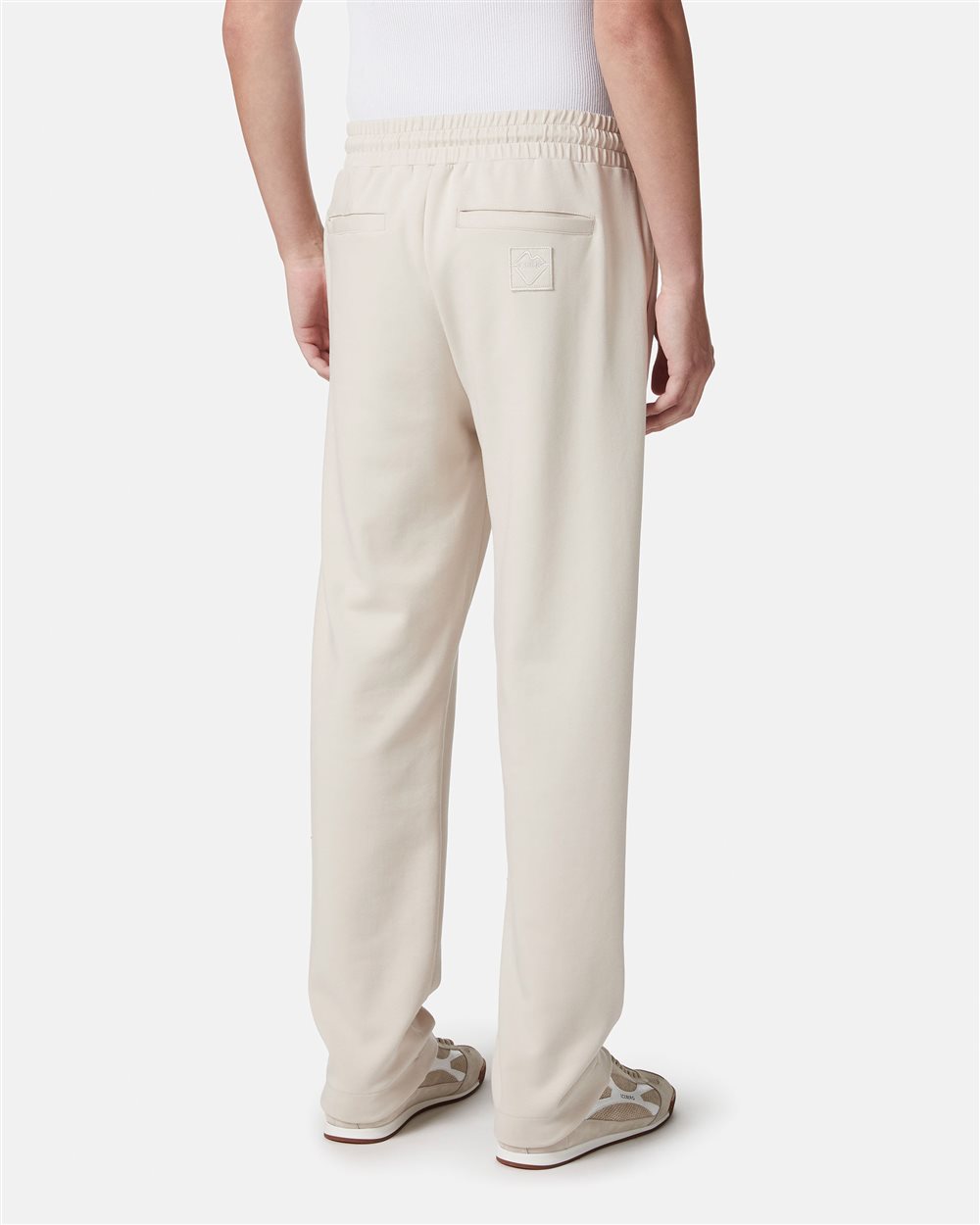 Dusty white trousers in scuba-effect fleece with Iceberg logo patch - Iceberg - Official Website