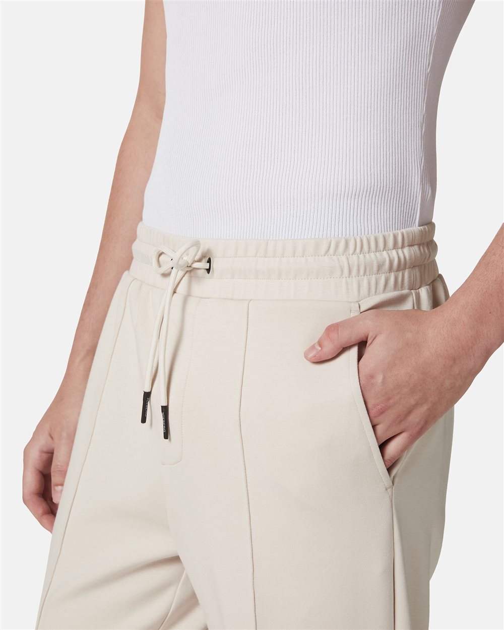 Dusty white trousers in scuba-effect fleece with Iceberg logo patch - Iceberg - Official Website