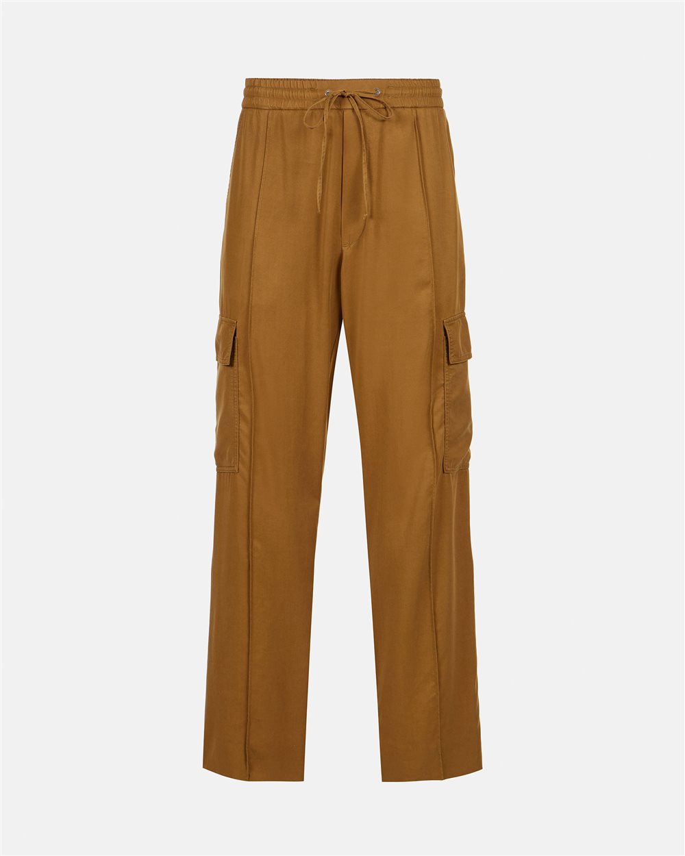 Oil-colored cargo-fit trousers in Tencel with Iceberg embroidery - Iceberg - Official Website