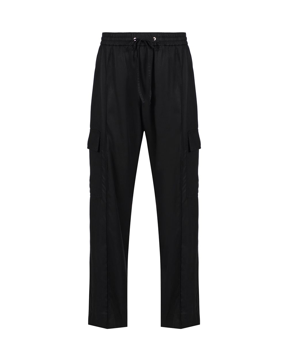 Black cargo-fit trousers in Tencel with Iceberg embroidery - Iceberg - Official Website