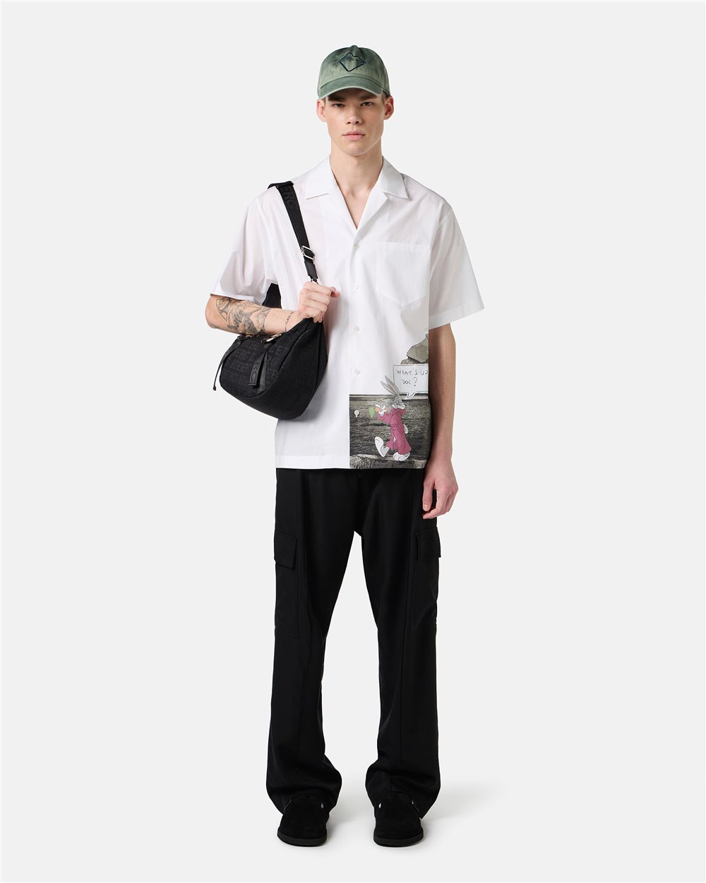 Black cargo-fit trousers in Tencel with Iceberg embroidery - Iceberg - Official Website