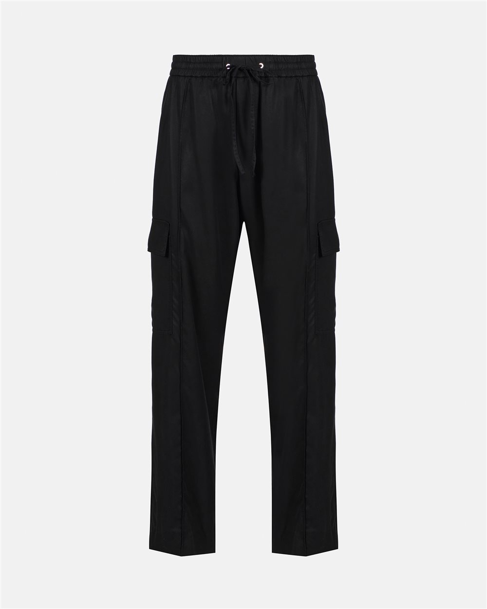 Black cargo-fit trousers in Tencel with Iceberg embroidery - Iceberg - Official Website