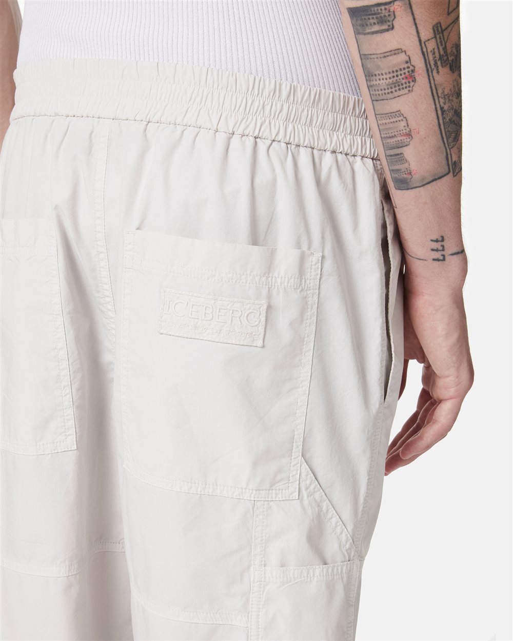 Jogging fit trousers in powder colour - Iceberg - Official Website