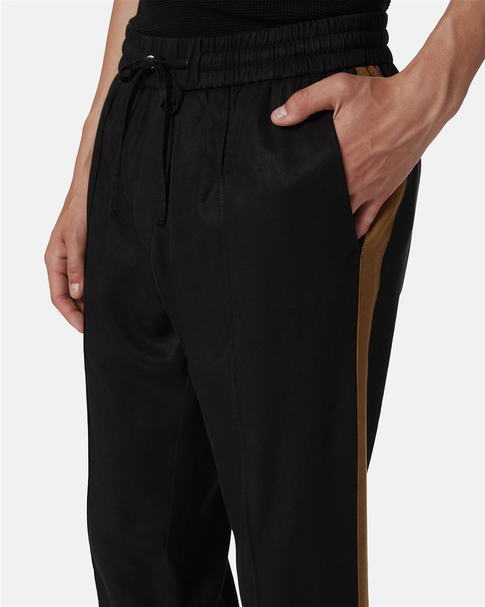 Black comfort fit trousers in Tencel in with contrasting stripes - Iceberg - Official Website