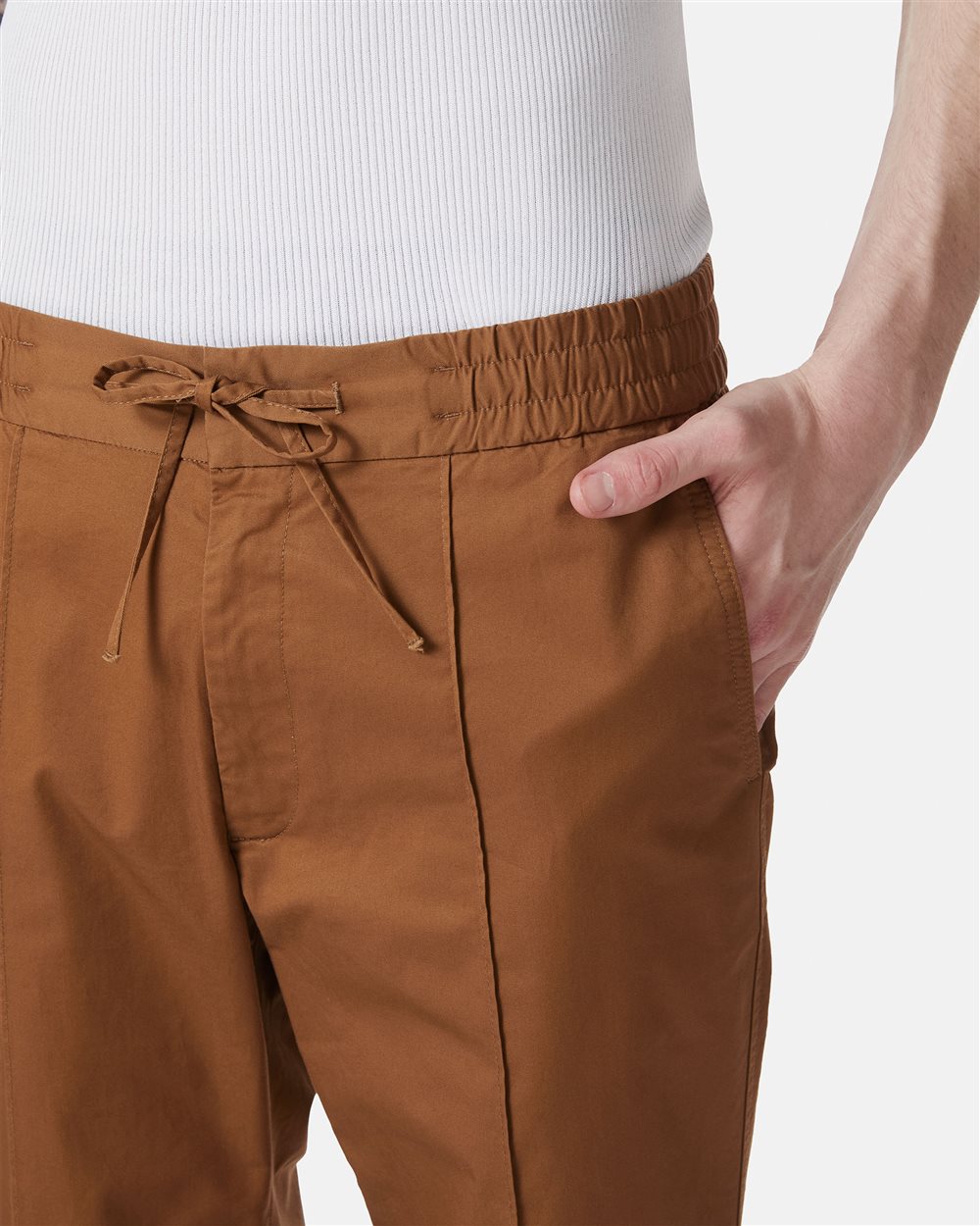 Burnt brown jogging fit trousers in stretch cotton gabardine - Iceberg - Official Website