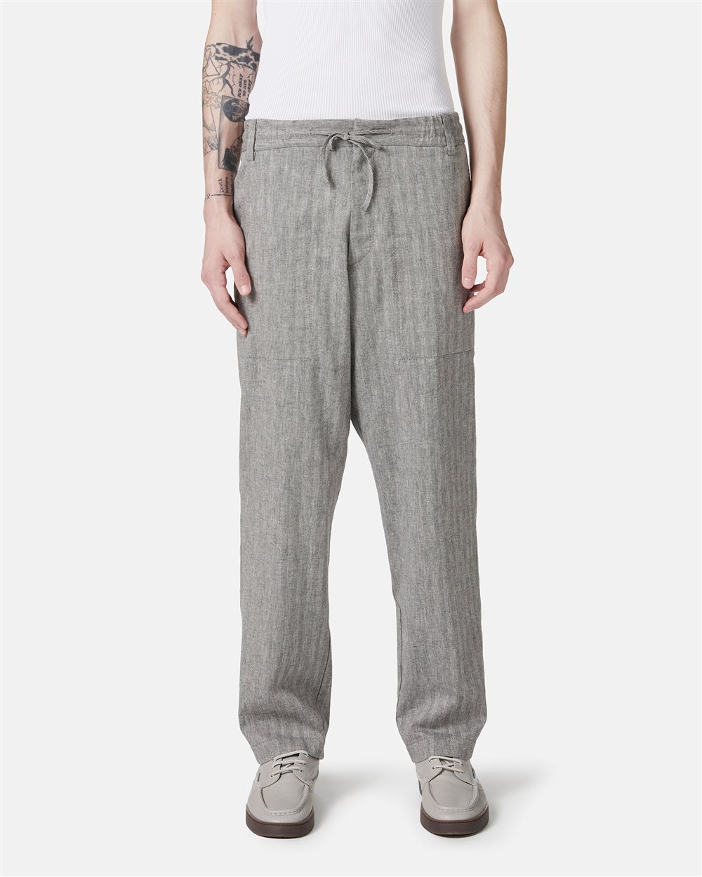 Stretch herringbone cargo fit pants - Iceberg - Official Website