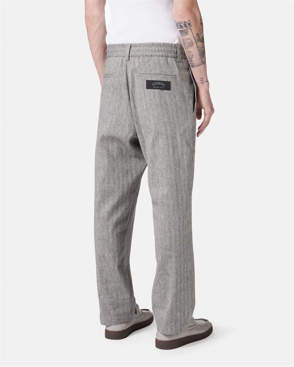Stretch herringbone cargo fit pants - Iceberg - Official Website