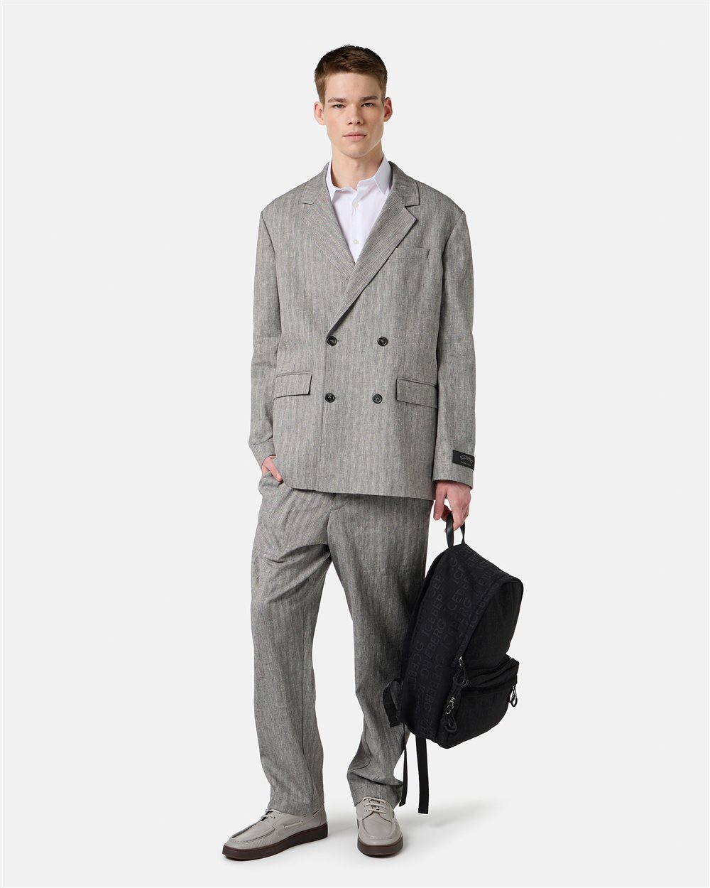 Stretch herringbone cargo fit pants - Iceberg - Official Website