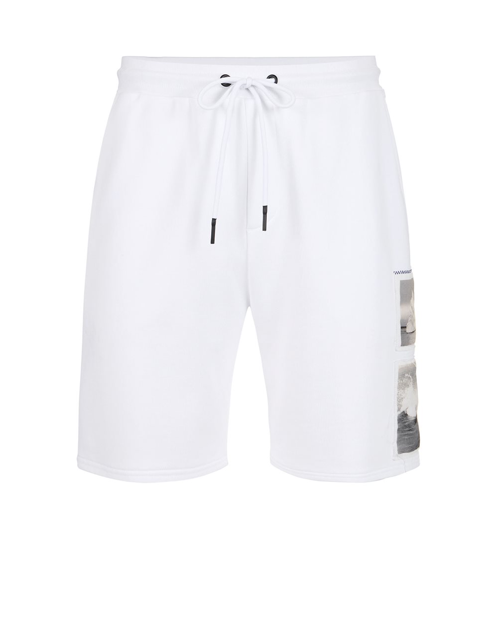 White slim fit Bermuda shorts in cotton fleece - Iceberg - Official Website
