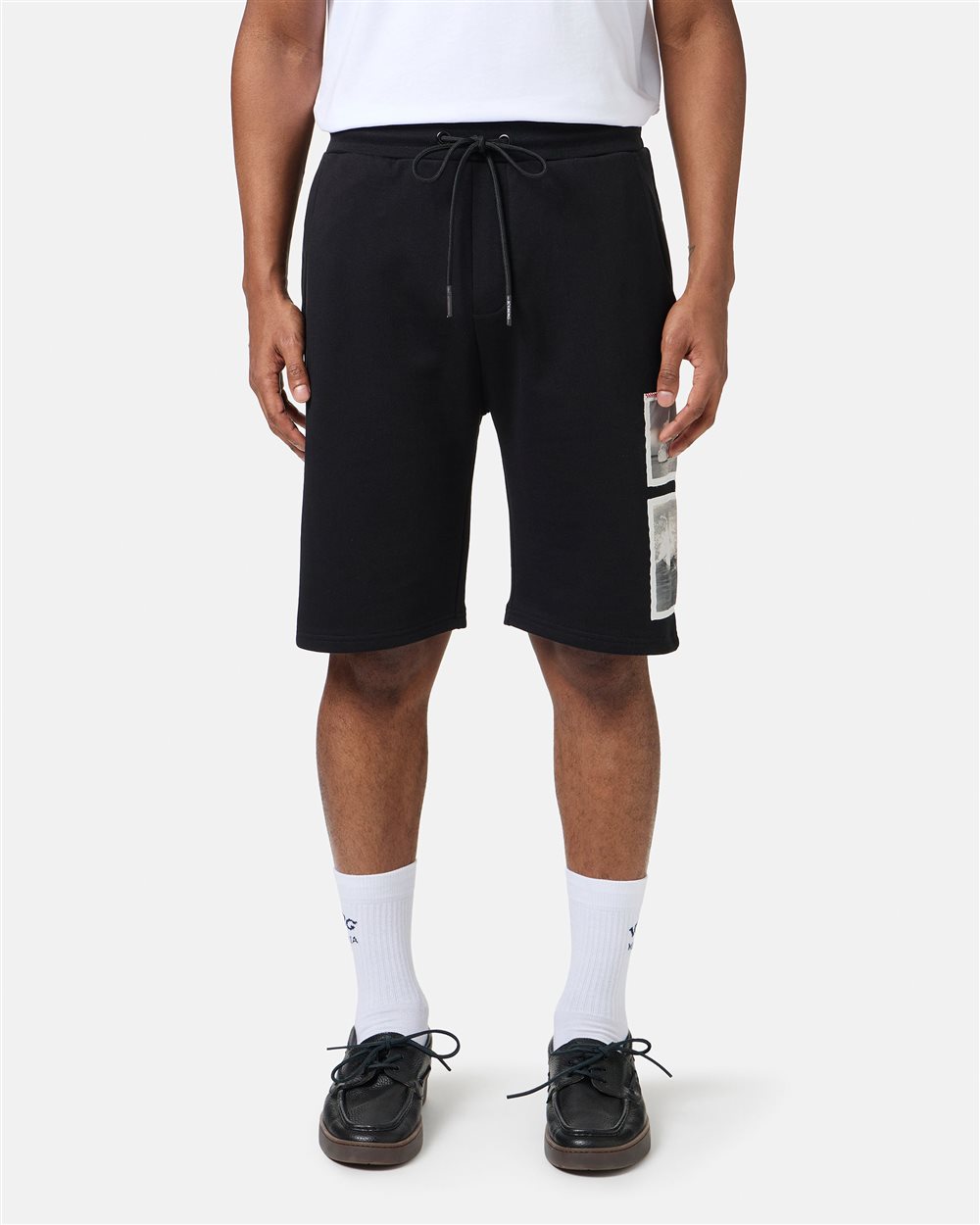 Black slim fit cotton fleece bermuda - Iceberg - Official Website