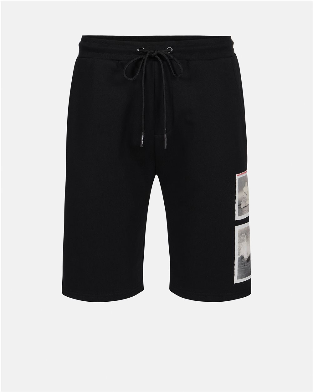 Black slim fit cotton fleece bermuda - Iceberg - Official Website