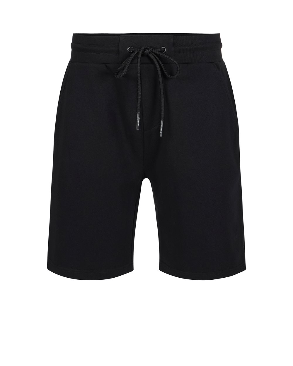 Slim fit black Bermuda shorts in sustainable cotton fleece with embroidered patch - Iceberg - Official Website
