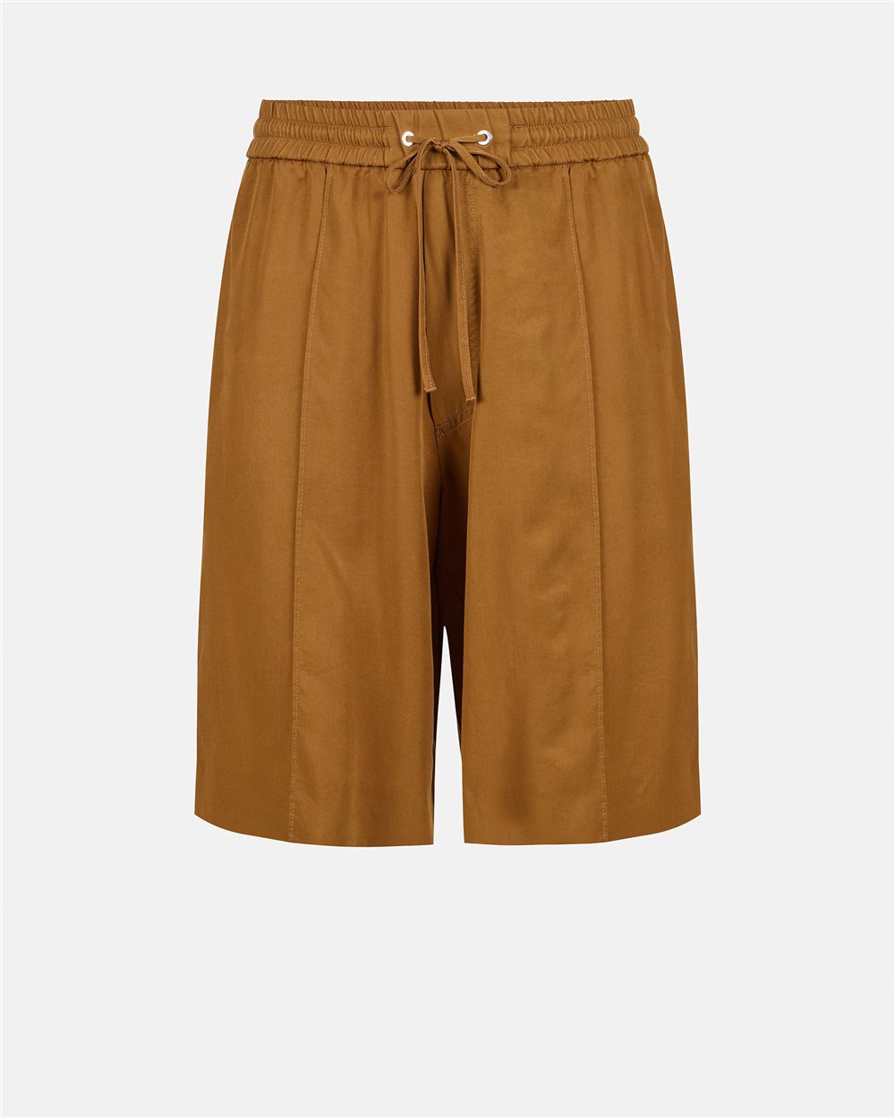 Comfort fit oil-colored Bermuda shorts in Tencel with contrasting stripes - Iceberg - Official Website
