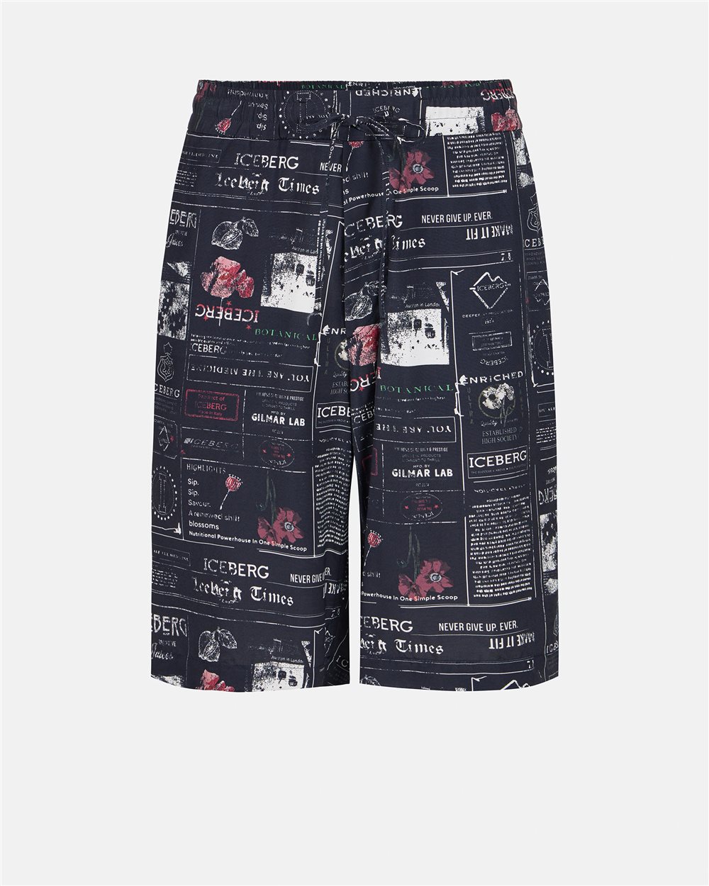 ECOVERO Viscose Relaxed Fit Bermuda Shorts with Allover Multi-Logo Print - Iceberg - Official Website