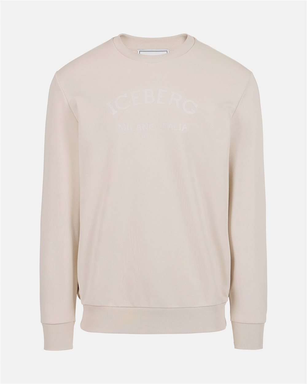 Powder white crewneck slim fit sweatshirt with Iceberg logo - Iceberg - Official Website