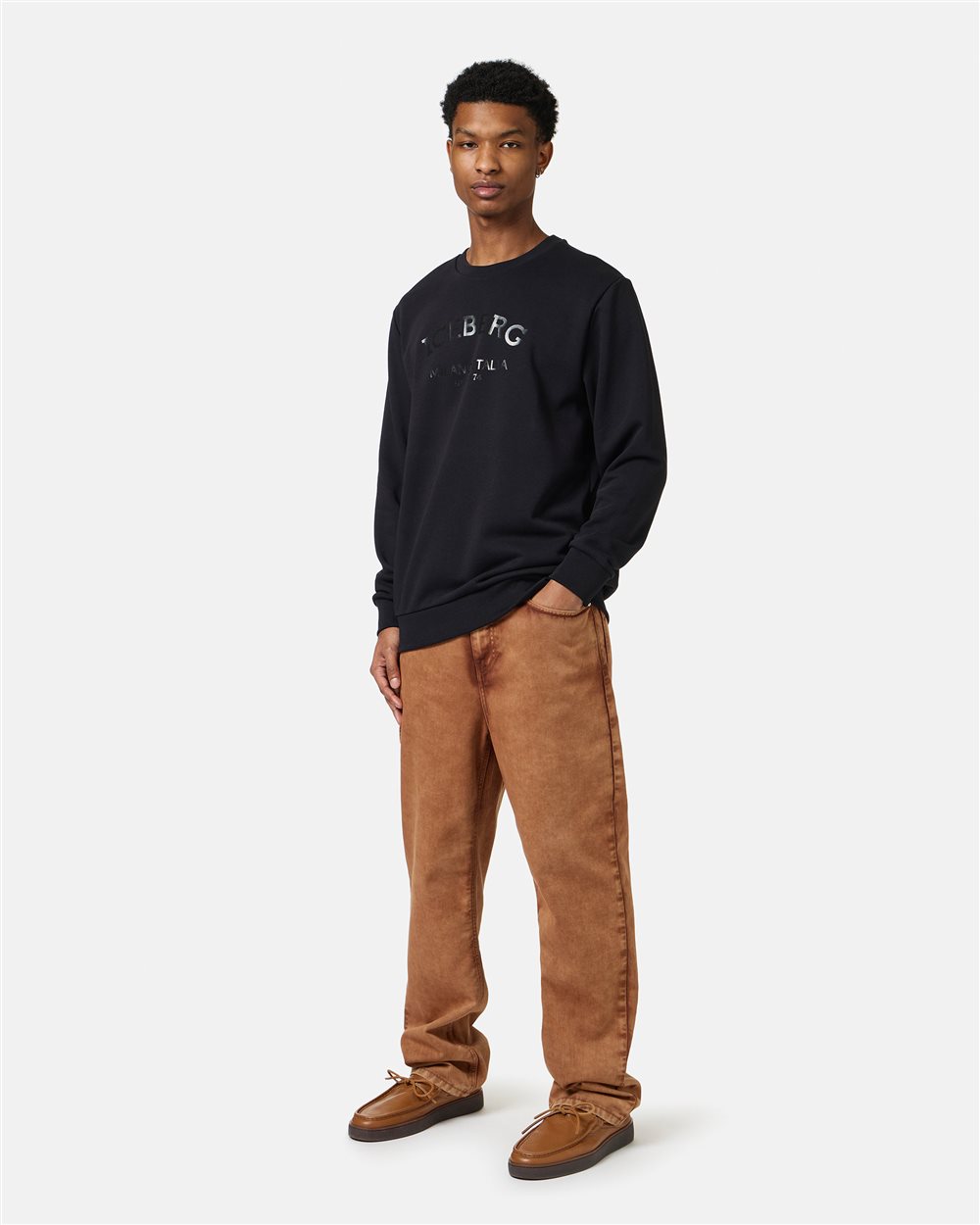 Felpa nera girocollo slim fit con logo Iceberg - Iceberg - Official Website
