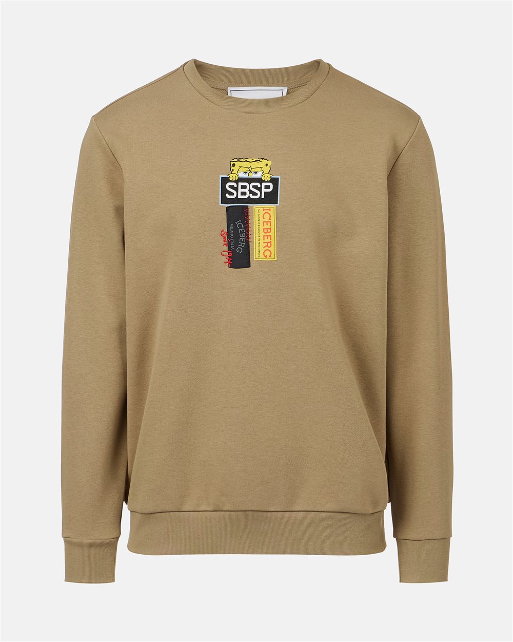 Powder white crewneck sweatshirt in scuba fabric and logo - Iceberg - Official Website
