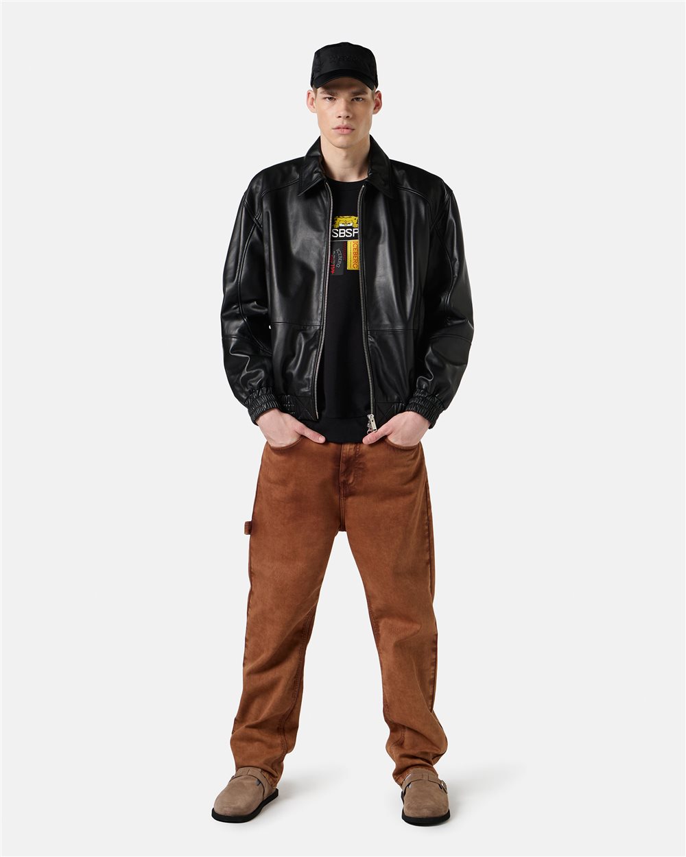 Black crewneck sweatshirt in scuba fabric and logo - Iceberg - Official Website