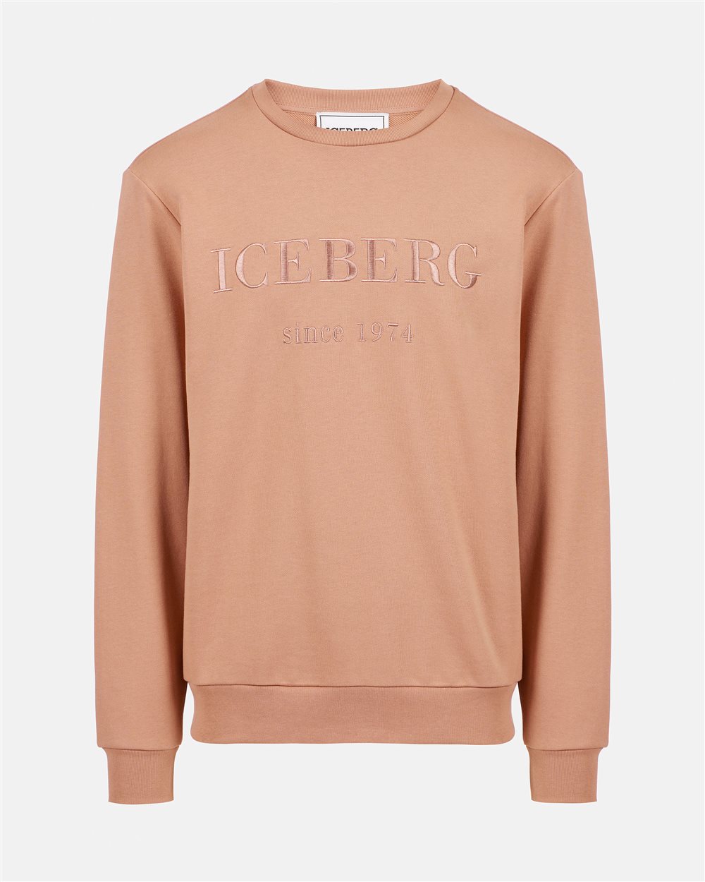 Slim fit sweatshirt in earthenware cotton with Iceberg logo embroidery - Iceberg - Official Website