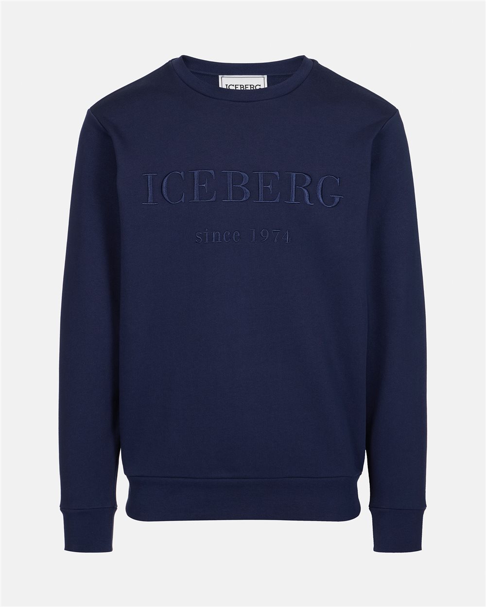 Slim fit blue sweatshirt in cotton with Iceberg logo embroidery - Iceberg - Official Website