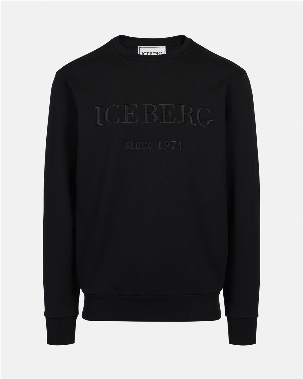 Slim fit black sweatshirt in cotton with Iceberg logo embroidery - Iceberg - Official Website