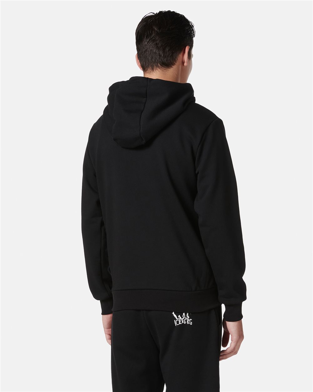 Black slim fit cotton sweatshirt with Iceberg logo embroidery - Iceberg - Official Website