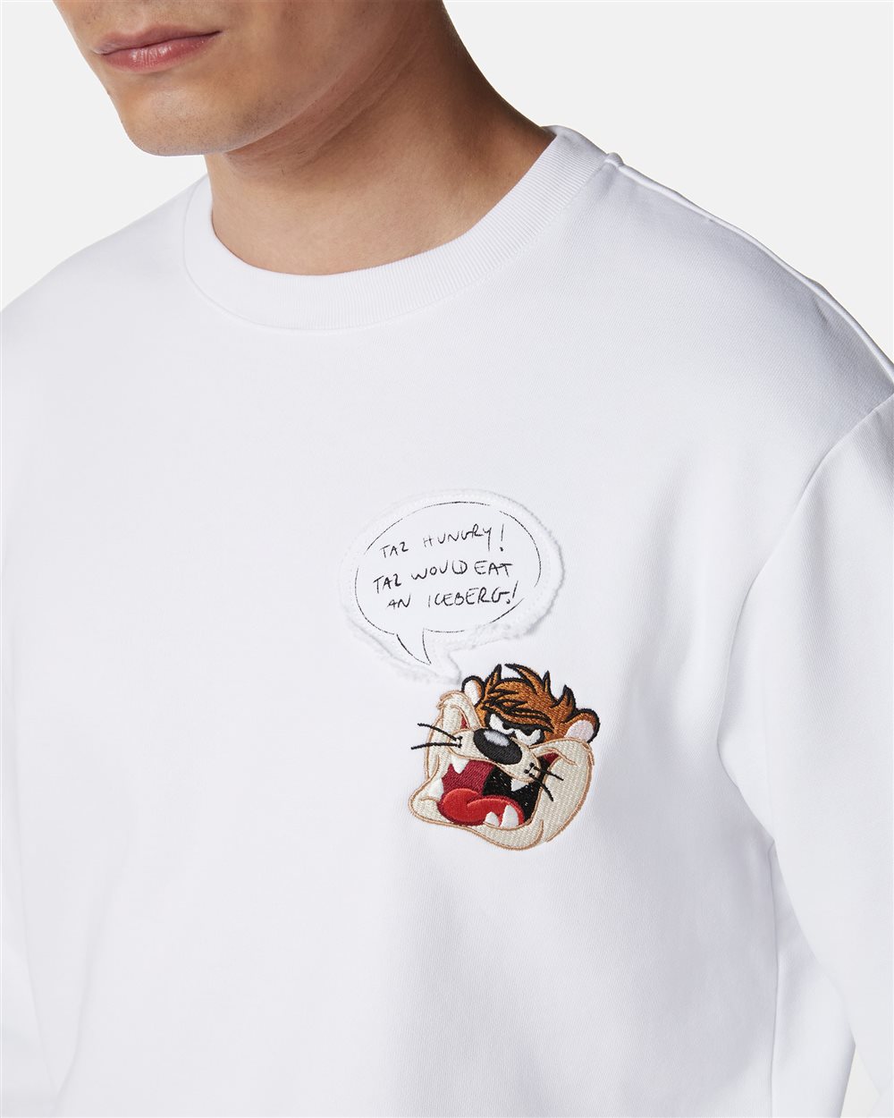 Felpa girocollo classic regular fit base bianca con dettaglio Looney Tunes - Iceberg - Official Website