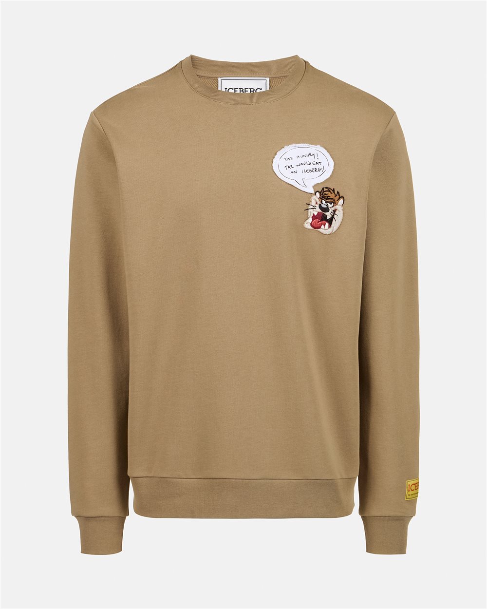Classic regular fit crewneck mud-colored sweatshirt with Looney Tunes detail - Iceberg - Official Website