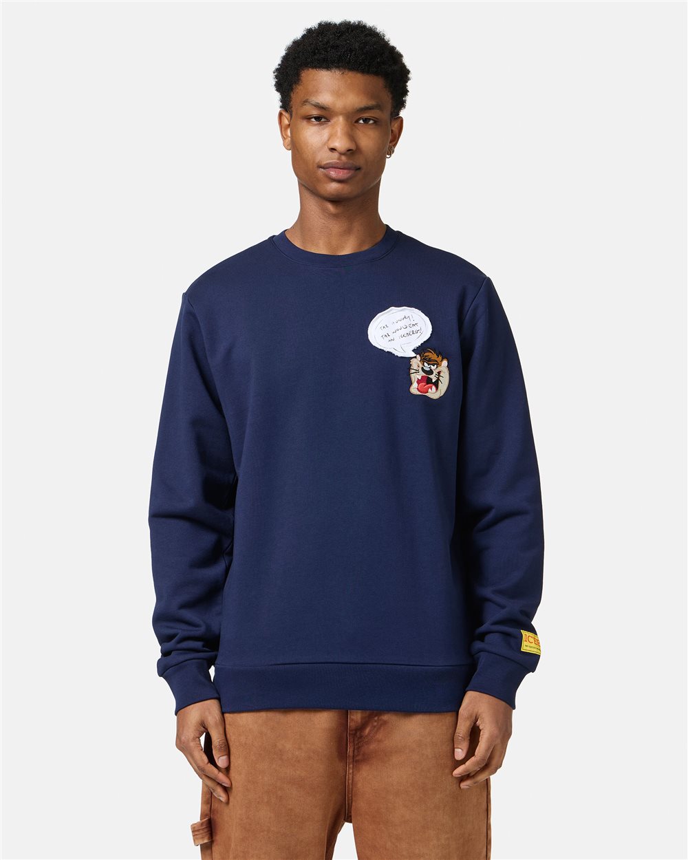 Classic regular fit blue crewneck sweatshirt with Looney Tunes detail - Iceberg - Official Website