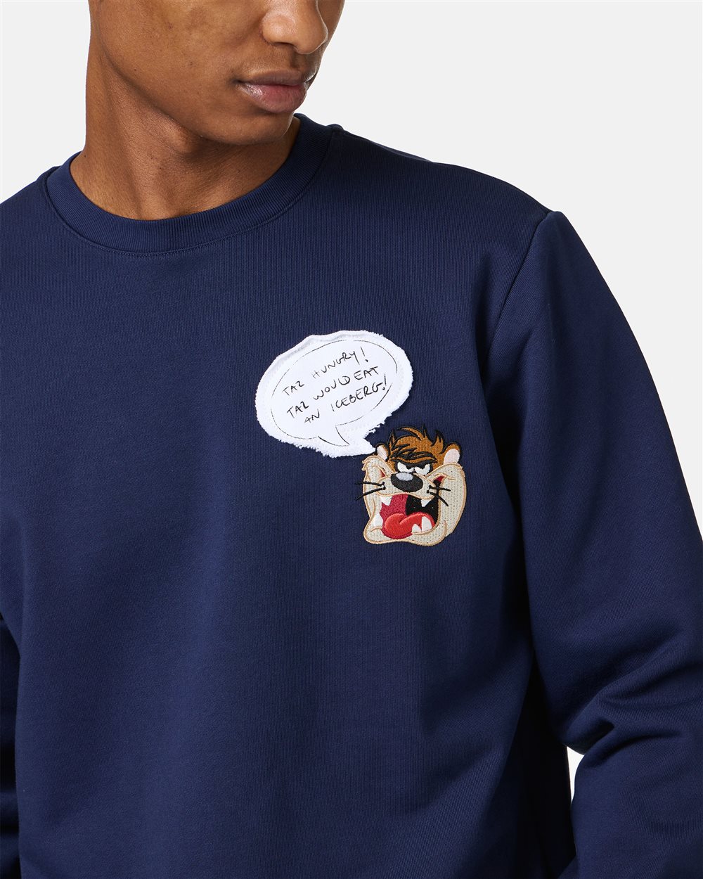 Classic regular fit blue crewneck sweatshirt with Looney Tunes detail - Iceberg - Official Website