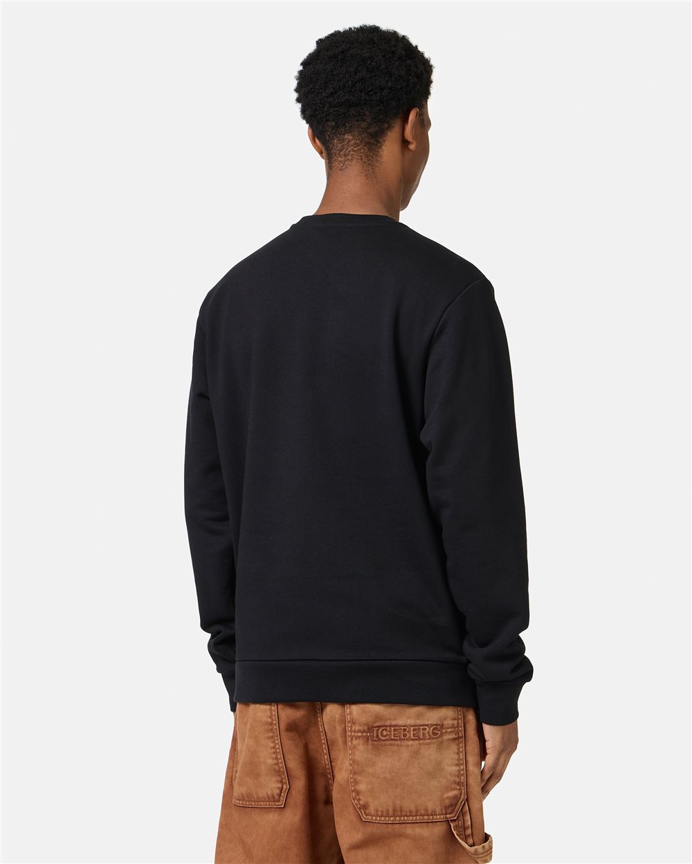 Classic regular fit black crewneck sweatshirt with Looney Tunes detail - Iceberg - Official Website