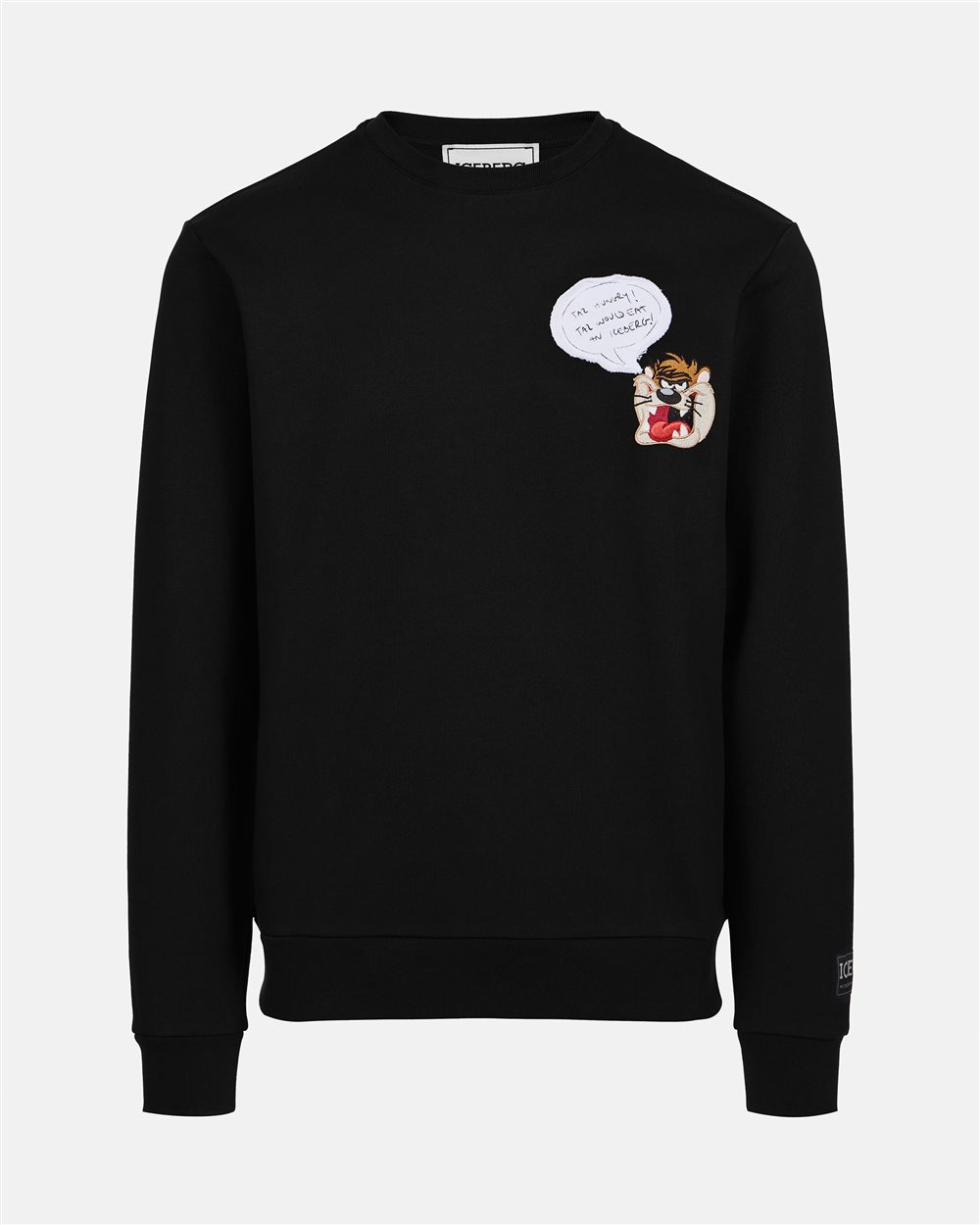 Classic regular fit black crewneck sweatshirt with Looney Tunes detail - Iceberg - Official Website