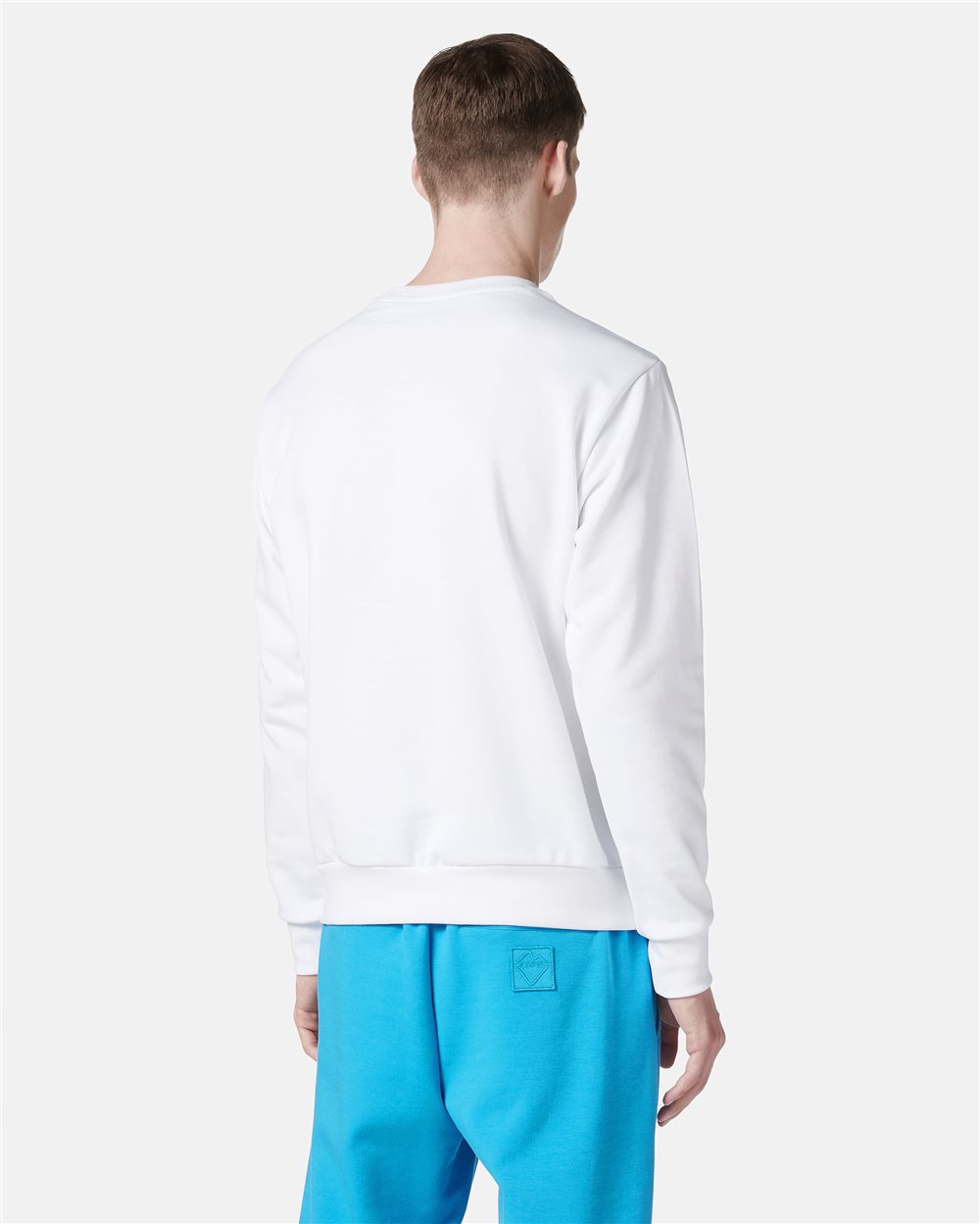 Optical white crewneck sweatshirt with classic regular fit and Bear print - Iceberg - Official Website