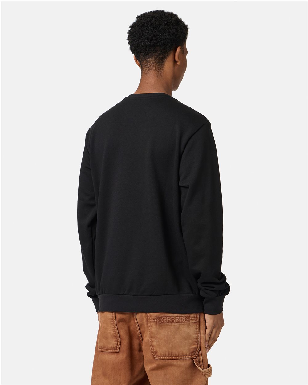 Black crewneck sweatshirt with classic regular fit and Bear print - Iceberg - Official Website