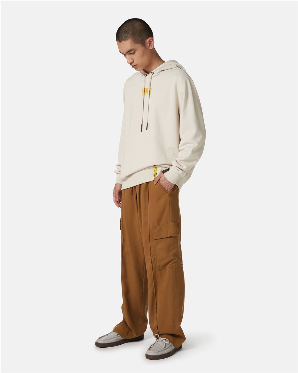 Dusty-colored hoodie in sustainable cotton with Iceberg logo - Iceberg - Official Website