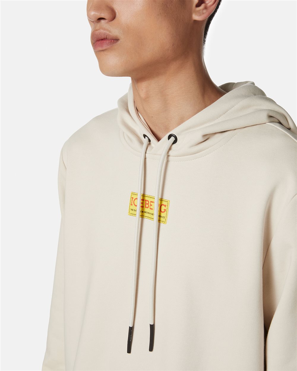 Dusty-colored hoodie in sustainable cotton with Iceberg logo - Iceberg - Official Website